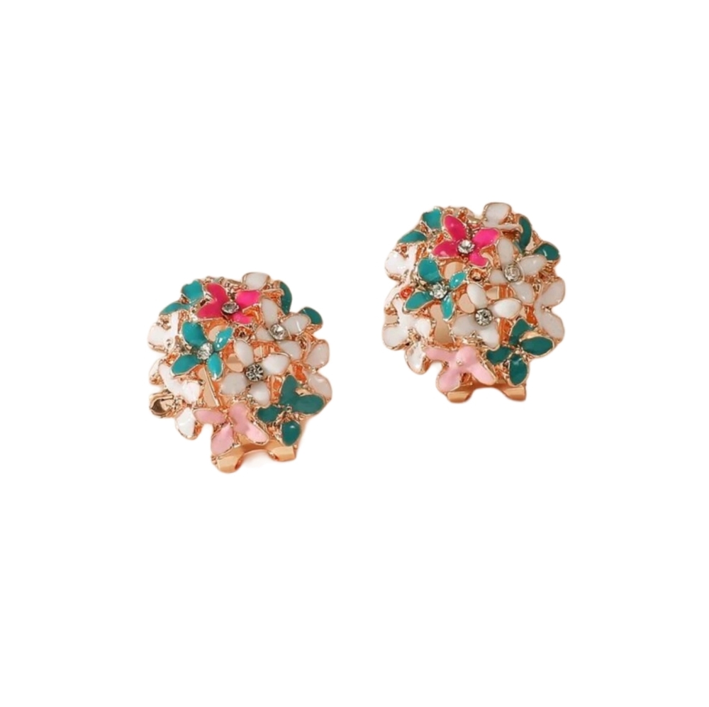 Bouquet Enamel and Rhinestone Earrings